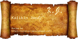 Kalikin Jenő névjegykártya